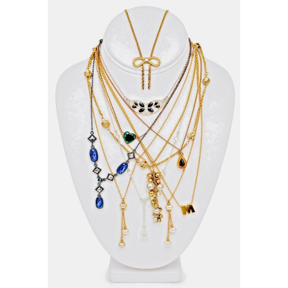 Avon Dainty Necklace Lot 11pc Gold/Silver Tone Delicate Chains Signed Vintage
